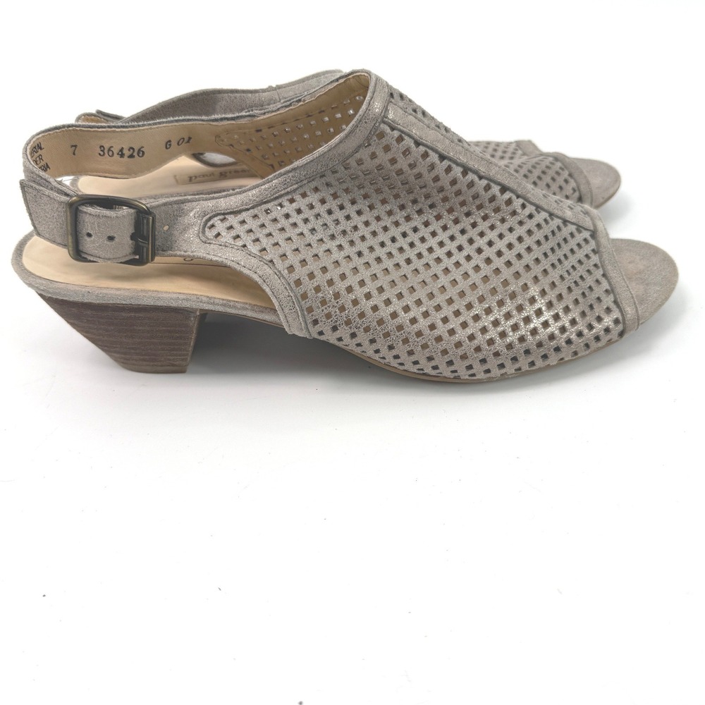 Paul Green Lois Slingback Women 9 US 7 UK Metallic Perforated Chic Summer Boho